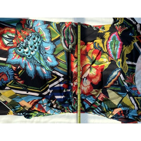 Desigual Rosita Dress M (14) Colorful Floral Stretch Faux Wrap Bodycon Mini - Picture 15 of 16